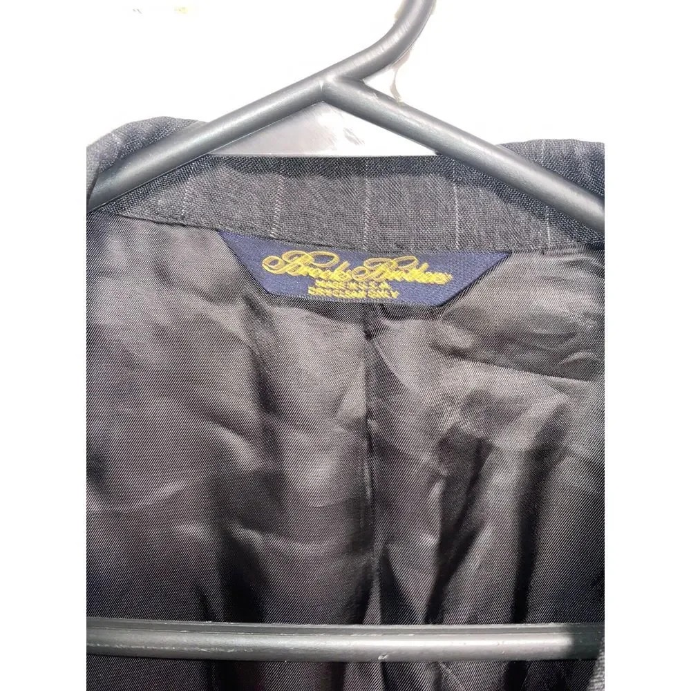 BROOKS BROTHERS Striped 100% SPORT COAT sz 39L‎ blazer suit jacket Black
